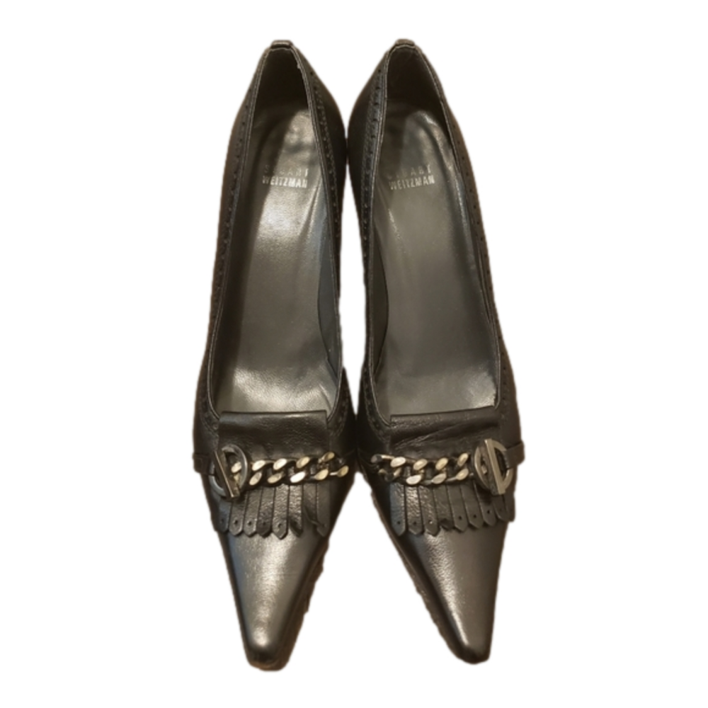 HP. Stuart Weitzman Leather Heel Tassel Shoes
